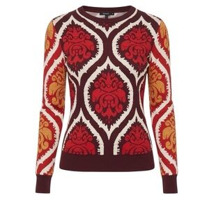 Glamorous Damask Ornate Jacquard Cotton Jumper Sweater Size 8